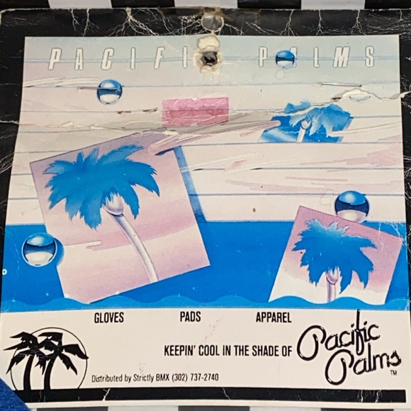 NOS Vintage and SUPER rare 80s Pacific Palms BMX Freestylin’ gloves.M.Royal Blue - Picture 3 of 16